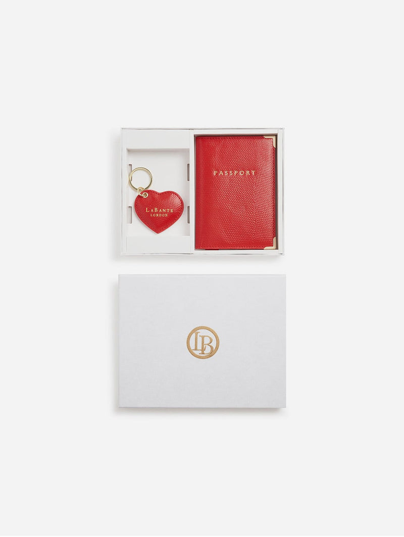 LaBante London Ash Red Passport holder & Key chain Gift Box
