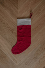 Immaculate Vegan - Laume Linen Plain Cuff Linen Christmas Stocking | Multiple Colours Berry Red