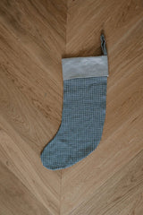 Immaculate Vegan - Laume Linen Checks & Stripes Linen Christmas Stocking | Multiple Colours Blue Checks