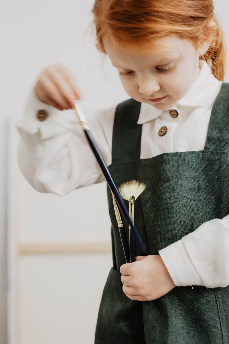 Dirvolira Kids Linen Pinafore Apron | Multiple Colours Immaculate Vegan Dirvolira Kids Linen Pinafore Apron | Multiple Colours Immaculate Vegan