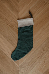 Immaculate Vegan - Laume Linen Plain Cuff Linen Christmas Stocking | Multiple Colours Forest Green