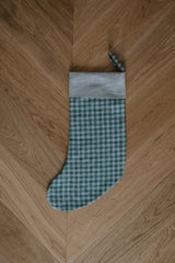 Immaculate Vegan - Laume Linen Checks & Stripes Linen Christmas Stocking | Multiple Colours Green Checks