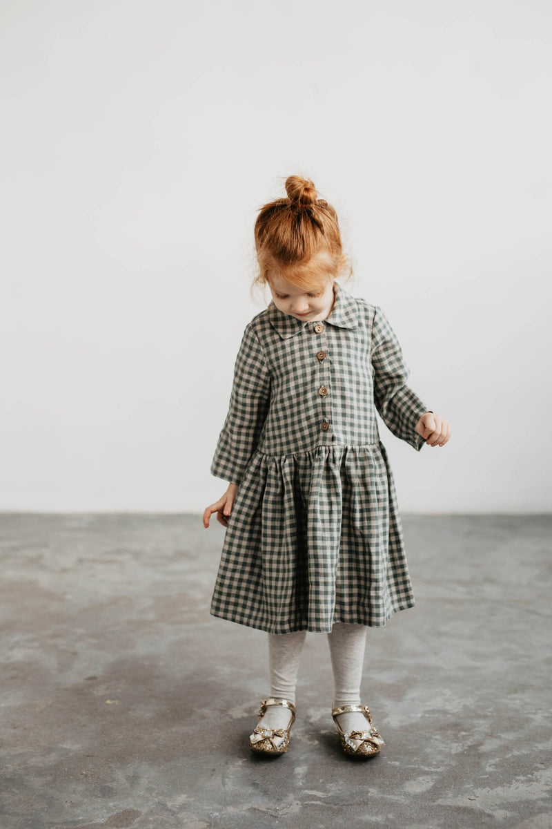 Medeina Girls Linen Dress | Multiple Colours - 2 years / Blue Checks Medeina Girls Linen Dress | Multiple Colours - 2 years / Blue Checks