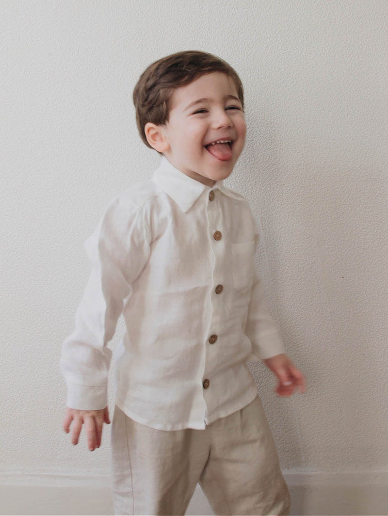 Laume Linen Menulis Boys Linen Shirt | Multiple Colours