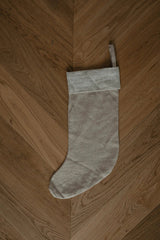 Immaculate Vegan - Laume Linen Striped Cuff Linen Christmas Stocking | Multiple Colours Oatmeal