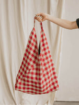 Immaculate Vegan - Laume Linen Linen Shopping Bag | Multiple Colours Red checks