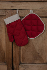 Immaculate Vegan - Laume Linen Santa Clause Glove Linen Oven Mitt & Pot Holder | Red