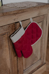 Immaculate Vegan - Laume Linen Santa Clause Glove Linen Oven Mitt & Pot Holder | Red