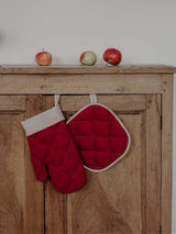 Immaculate Vegan - Laume Linen Santa Clause Glove Linen Oven Mitt & Pot Holder | Red