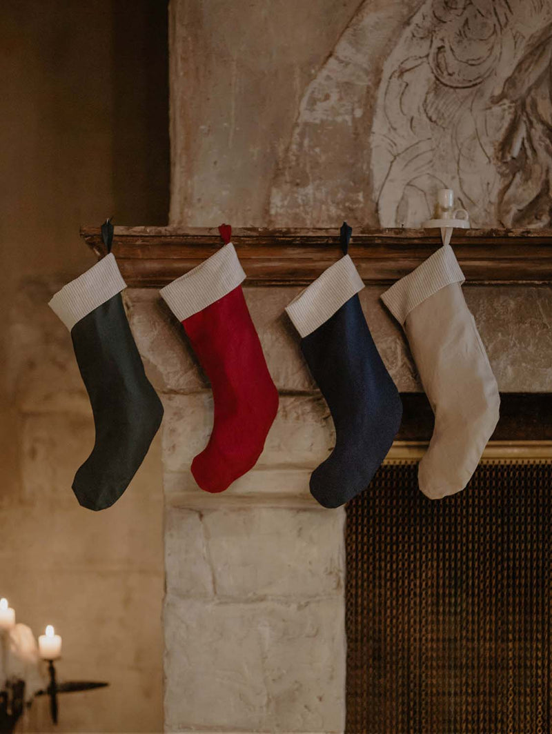 Laume Linen Striped Cuff Linen Christmas Stocking | Multiple Colours