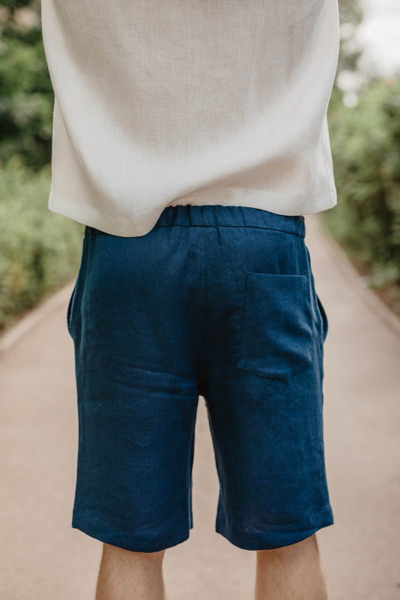 Laume Linen Tilkis Men's Linen Classic Shorts | Multiple Colours XS / Deep blue