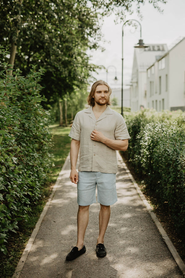 Laume Linen Pilenas Men's Linen Short sleeve Shirt | Multiple Colours XS / Natural linen