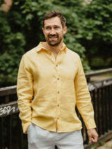 Immaculate Vegan - Laume Linen Naglis Men's Linen Long Sleeve Shirt | Multiple Colours XS / Sunshine yellow