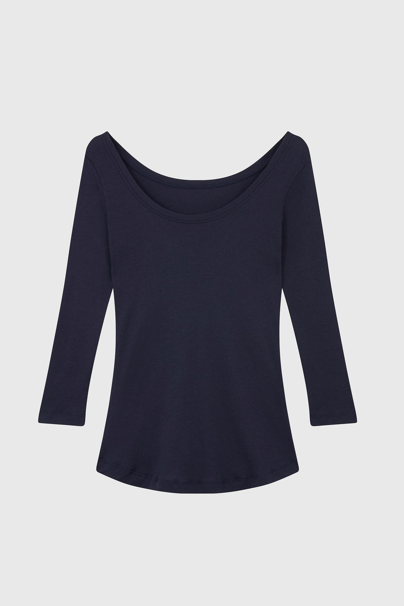 Lavender Hill Clothing 3/4 Sleeve Boat Neck Cotton Modal Blend T-Shirt
