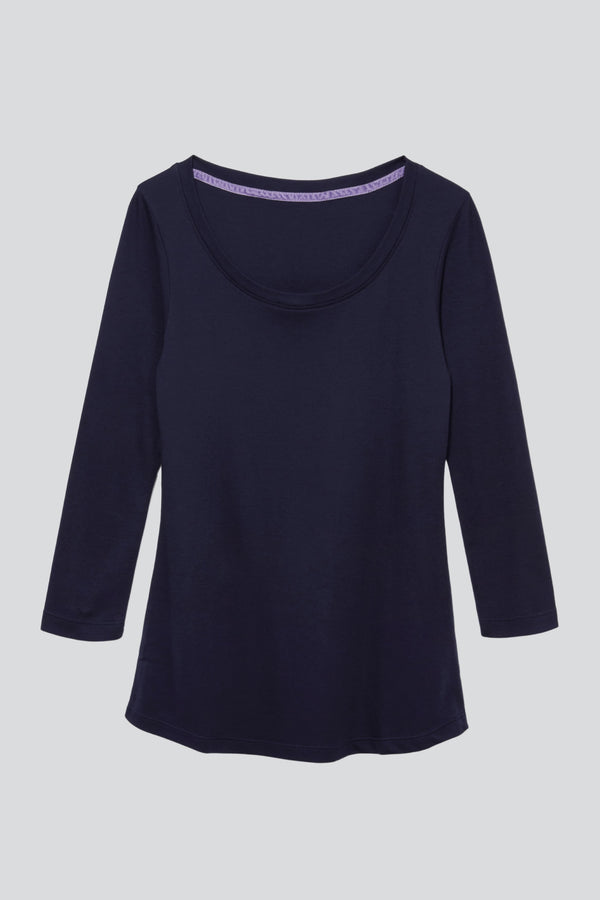 Lavender Hill Clothing 3/4 Sleeve Scoop Neck Cotton Modal Blend T-Shirt
