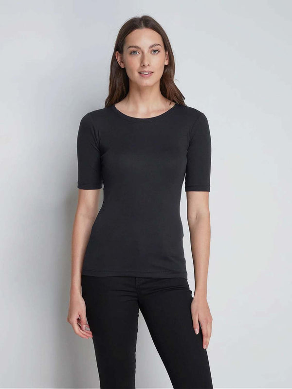Lavender Hill Clothing Crew Neck Cotton TENCEL™ Modal Blend Half Sleeve T-shirt | Multiple Colours Black / UK 8
