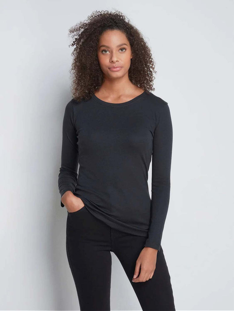 Lavender Hill Clothing Crew Neck Long Sleeve Cotton TENCEL™ Modal Blend T-shirt Bundle | Multiple Colours Black / UK 8