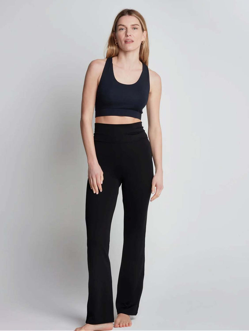 Lavender Hill Clothing Flared Micro TENCEL™ Modal Pilates Trousers | Black Black / UK 8