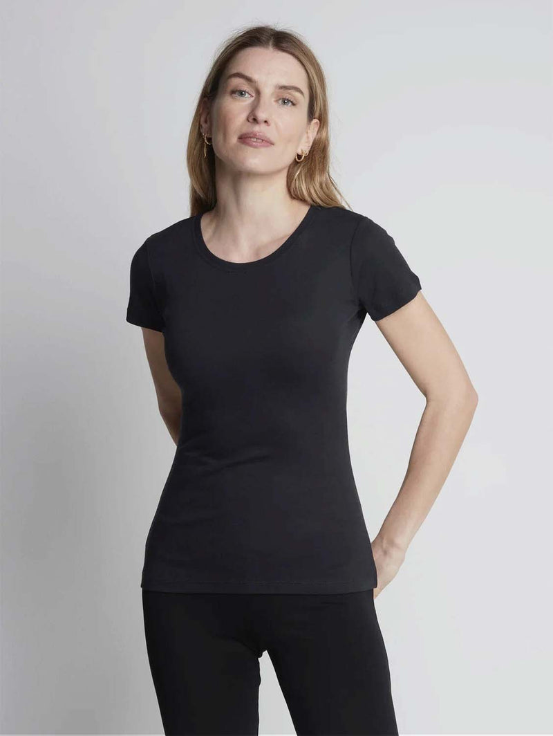 Lavender Hill Clothing Short Sleeve Crew Neck Cotton TENCEL™ Modal Blend T-shirt | Multiple Colours Black / UK 8