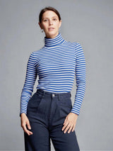 Immaculate Vegan - Lavender Hill Clothing Striped Cotton Roll Neck | Multiple Colours Blue / UK 8