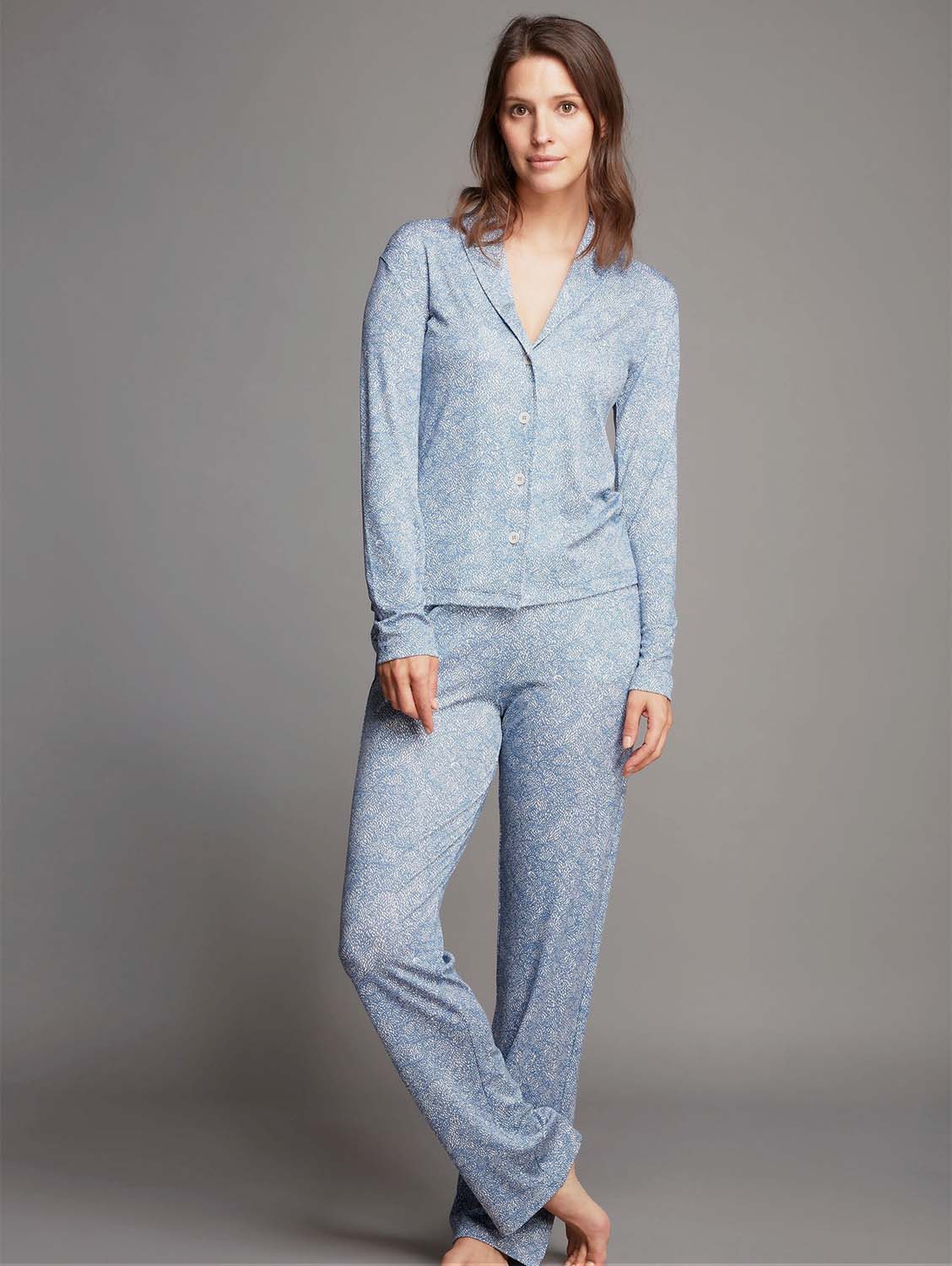 Lavender Hill Clothing Print TENCEL™ Lyocell Pyjama Set | Blue Blue / UK 8 / UK 8