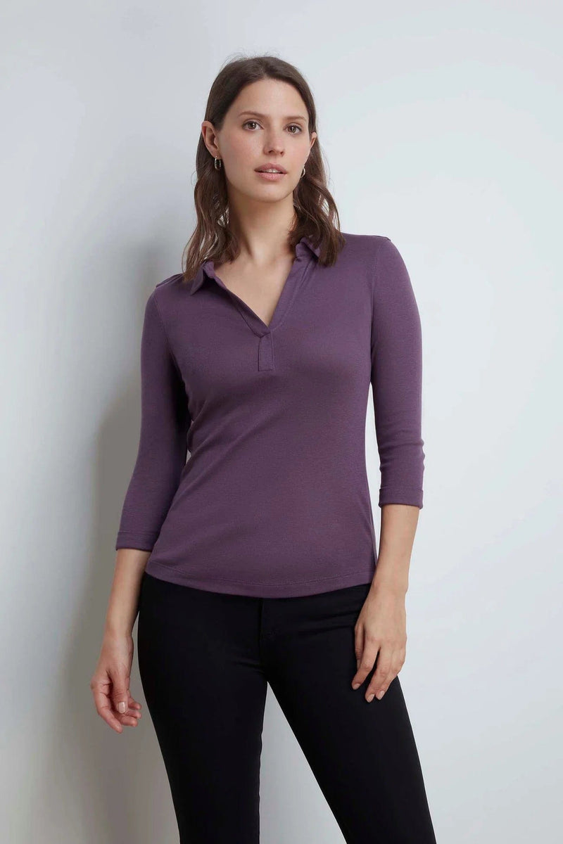 Lavender Hill Clothing - Collared 3/4 Sleeve Cotton TENCEL™ Modal Blend  T-Shirt