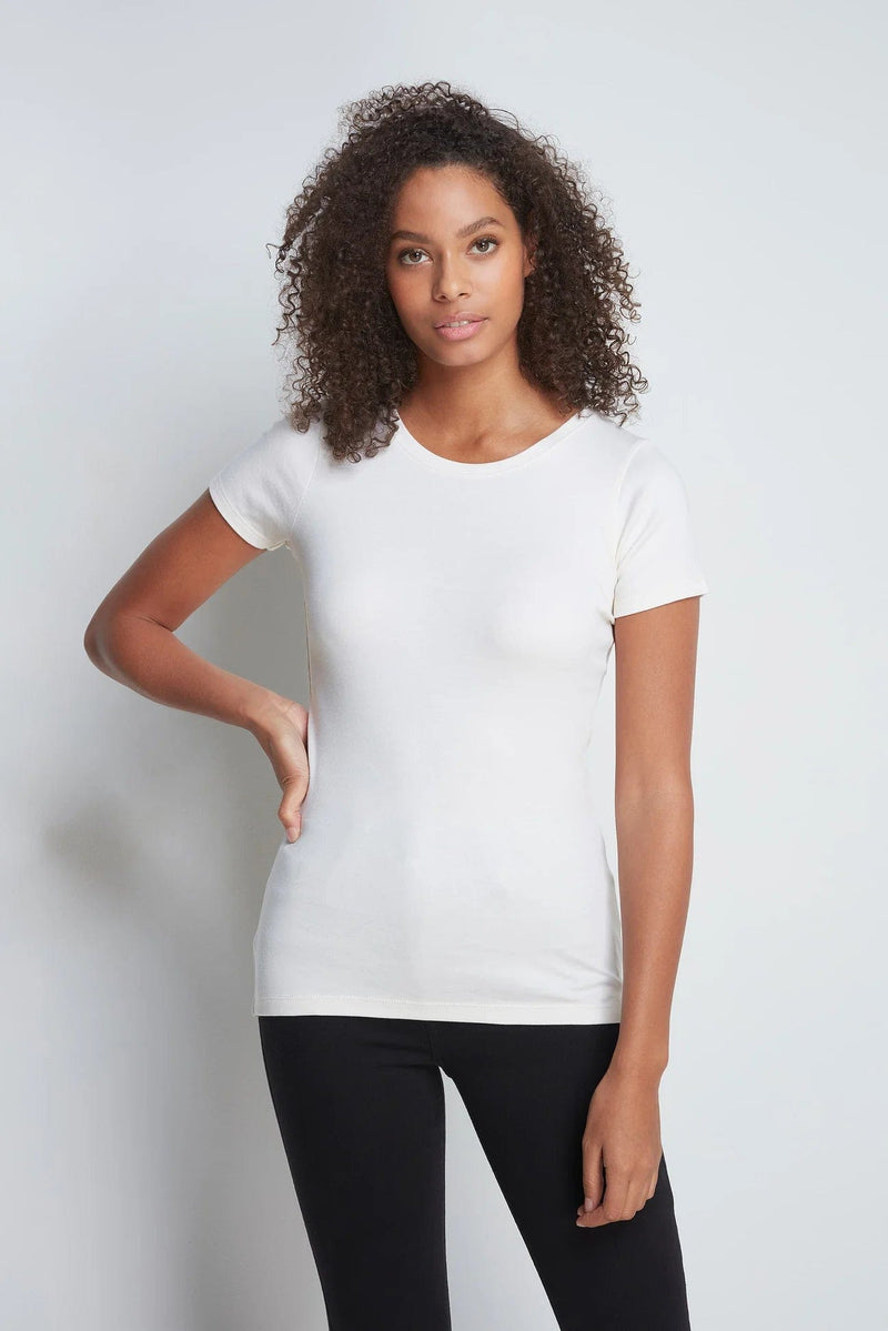 Lavender Hill Clothing Short Sleeve Crew Neck Cotton TENCEL™ Modal Blend T-shirt | Multiple Colours Cream / UK 8