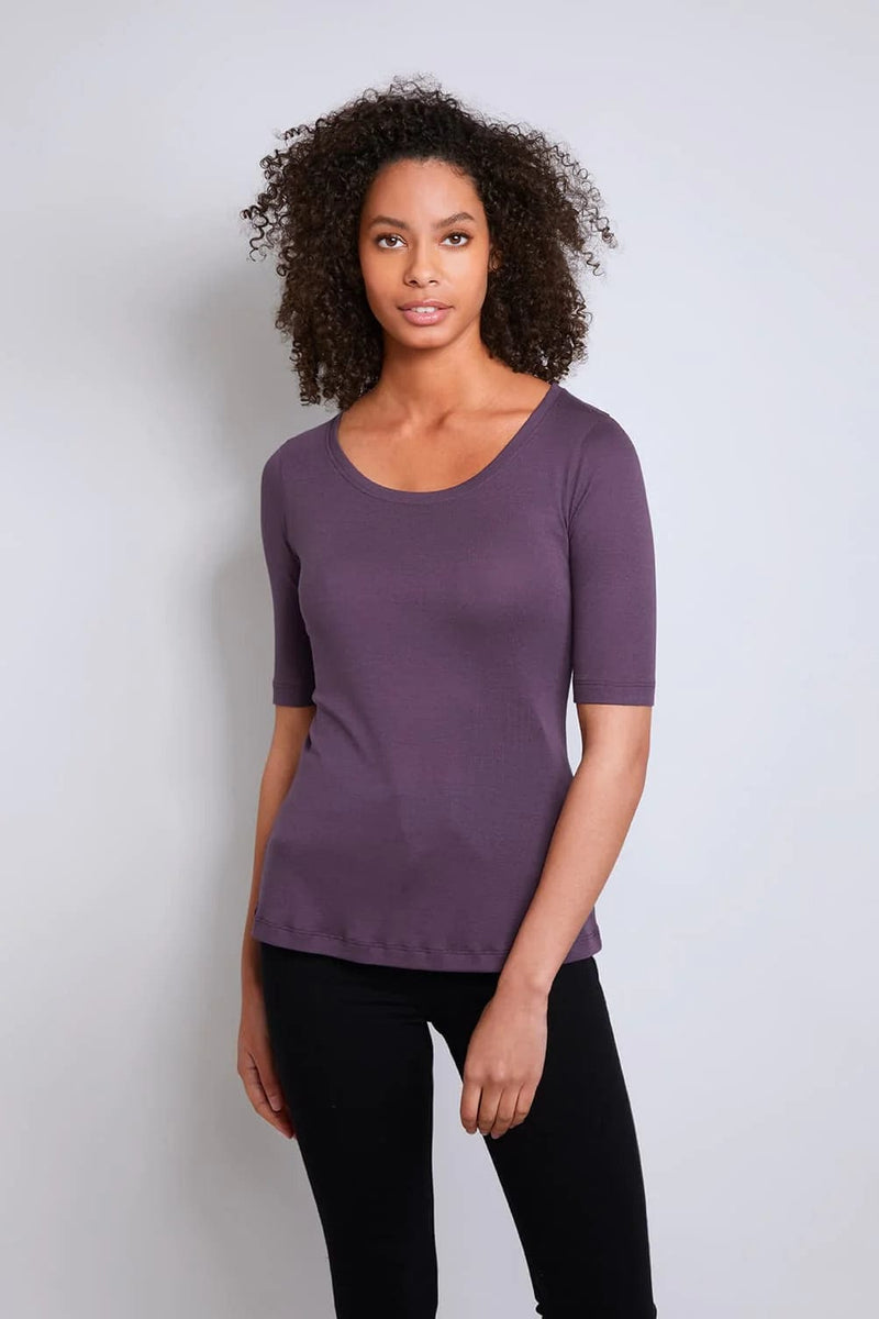 Lavender Hill Clothing Half Sleeve Scoop Neck Cotton Modal Blend T-Shirt