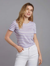 Immaculate Vegan - Lavender Hill Clothing Short Sleeve Striped Linen T-shirt | Lavender Lavender / UK 8