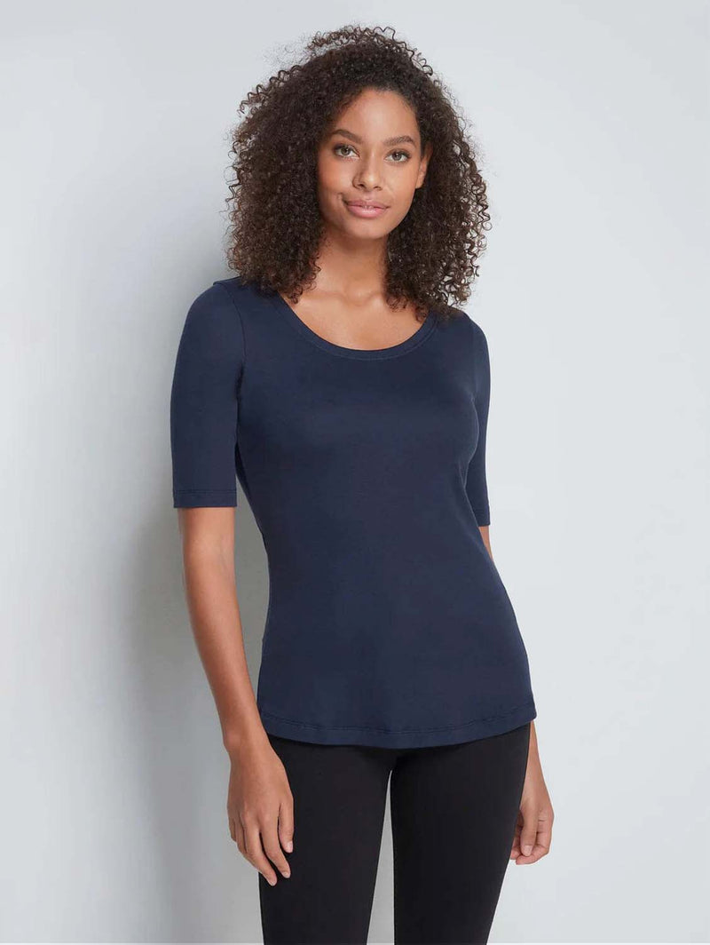 Lavender Hill Clothing Scoop Neck Cotton TENCEL™ Modal Blend Half Sleeve T-shirt Bundle | Multiple Colours Navy / UK 8