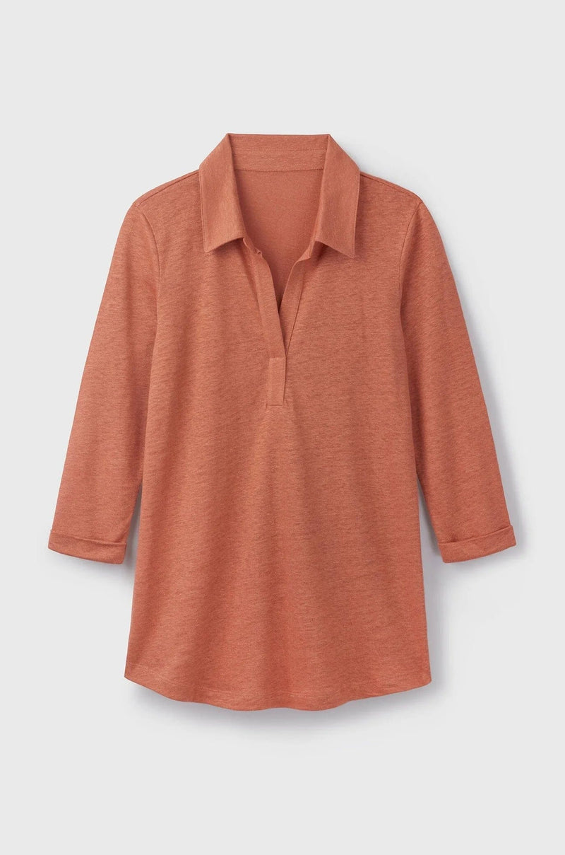 Lavender Hill Clothing Collared Linen T-shirt | Multiple Colours Orange / UK 8