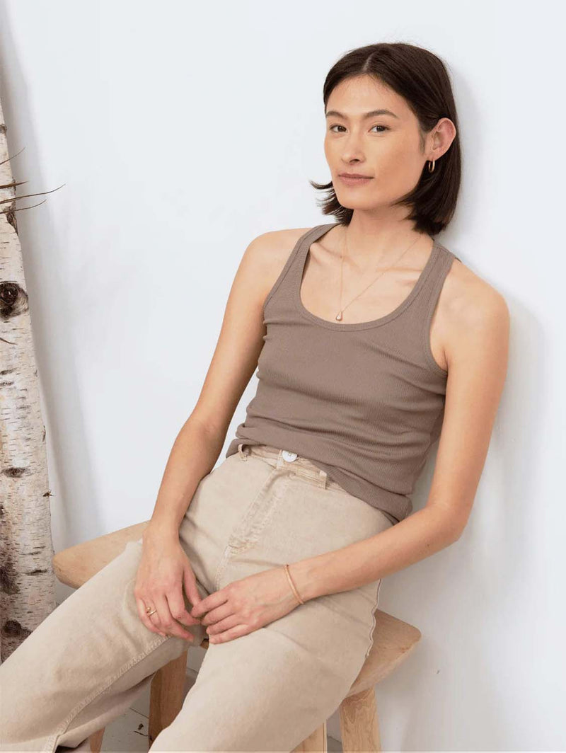 Lavender Hill Clothing Organic Cotton Scoop Neck Tank Top | Multiple Colours Rosy Brown / UK 8