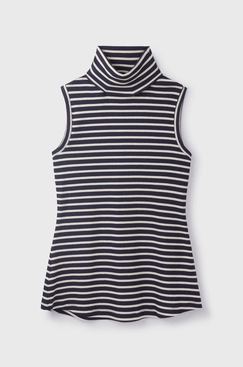 Lavender Hill Clothing Sleeveless Striped Cotton Roll Neck