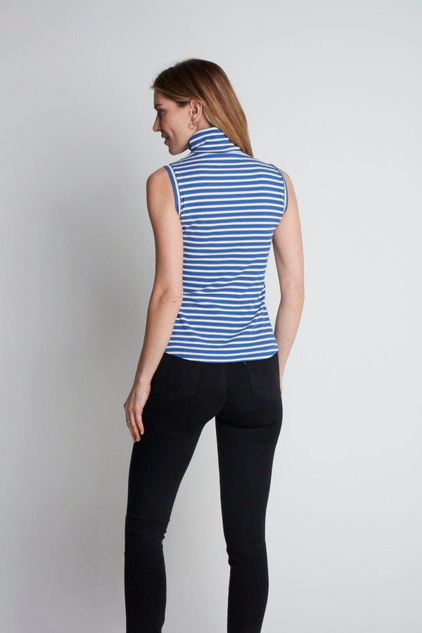 Lavender Hill Clothing Sleeveless Striped Cotton Roll Neck