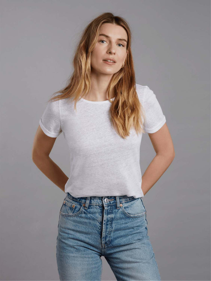 Lavender Hill Clothing Tailored Linen T-shirt | Multiple Colours White / UK 16