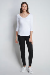 Immaculate Vegan - Lavender Hill Clothing 3/4 Sleeve Boat Neck Cotton Modal Blend T-Shirt White / UK 8