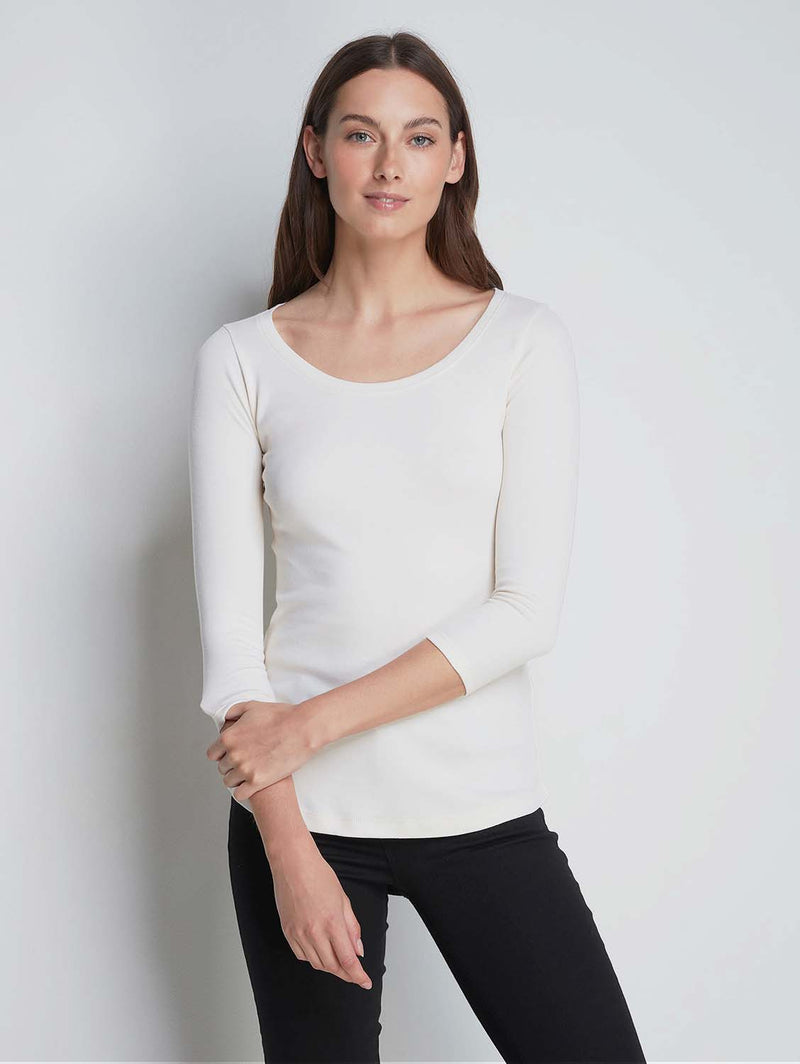 Lavender Hill Clothing Scoop Neck 3/4 Sleeve Cotton TENCEL™ Modal Blend T-shirt Bundle | Multiple Colours White / UK 8