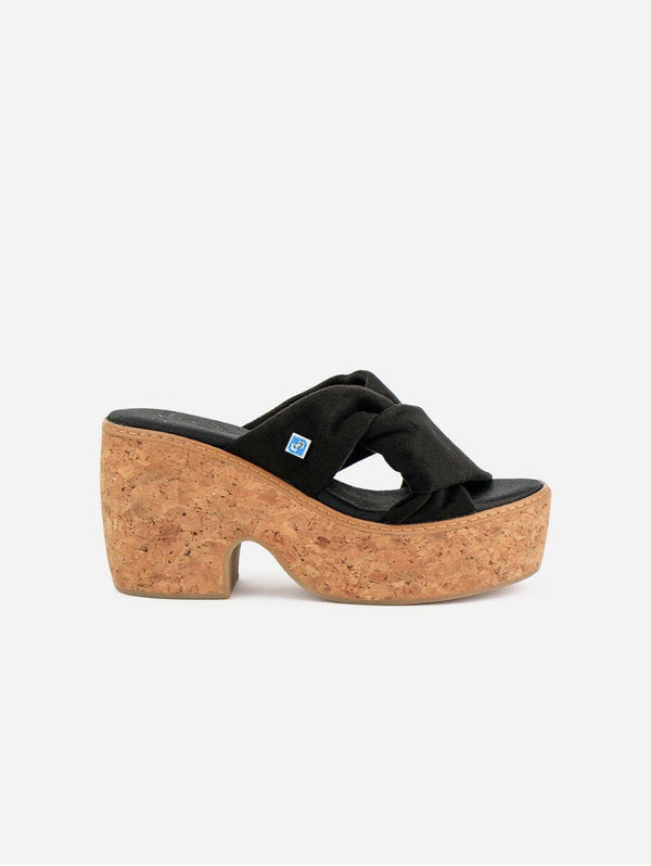 Lazuli My Twist Vegan Suede & Cork Wedge | Black Black / UK3 / EU35 / US5