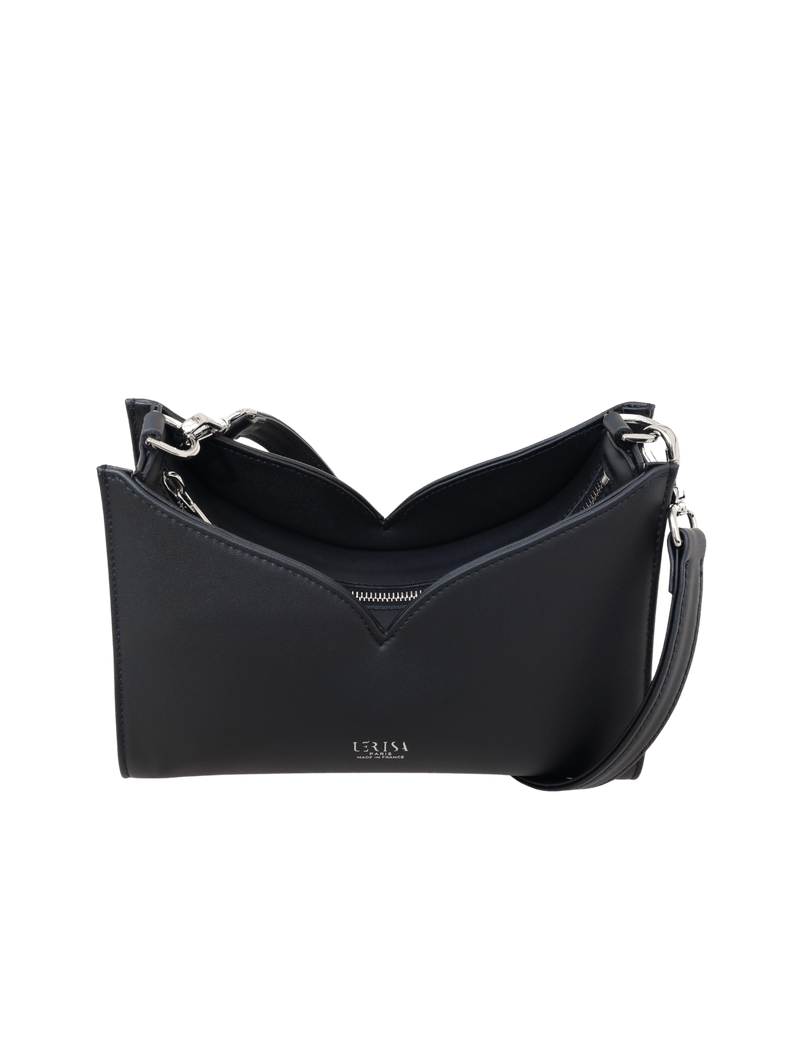 Lerisa Lerisa Grape Leather Vegan Crossbody Bag | Black