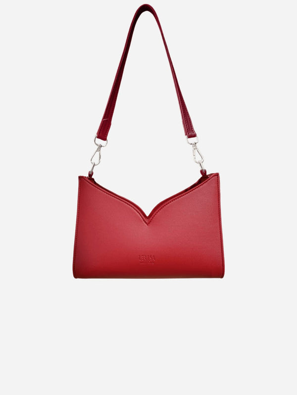 Lerisa Lerisa Grape Leather Vegan Crossbody Bag | Red