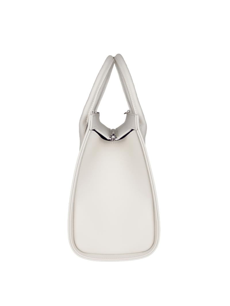 Lerisa The L Vegan Grape Leather Shoulder Strap Tote Bag | Cream