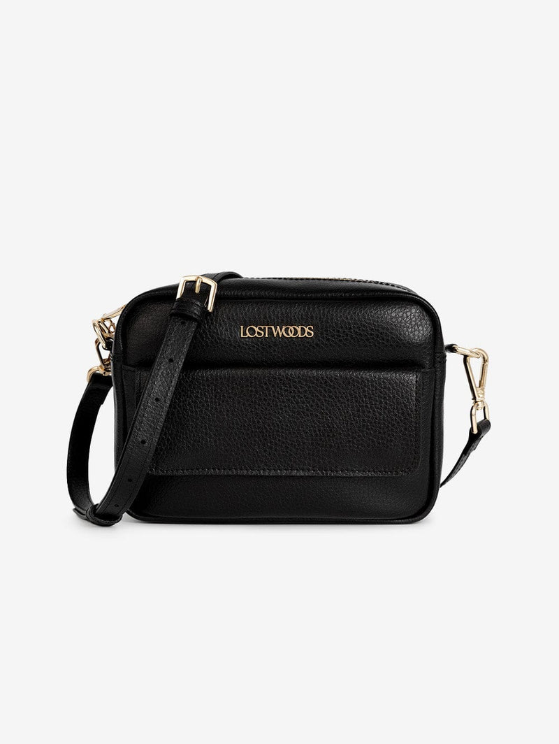 Lost Woods Aster MIRUM® Leather Vegan Crossbody Bag | Black & Gold