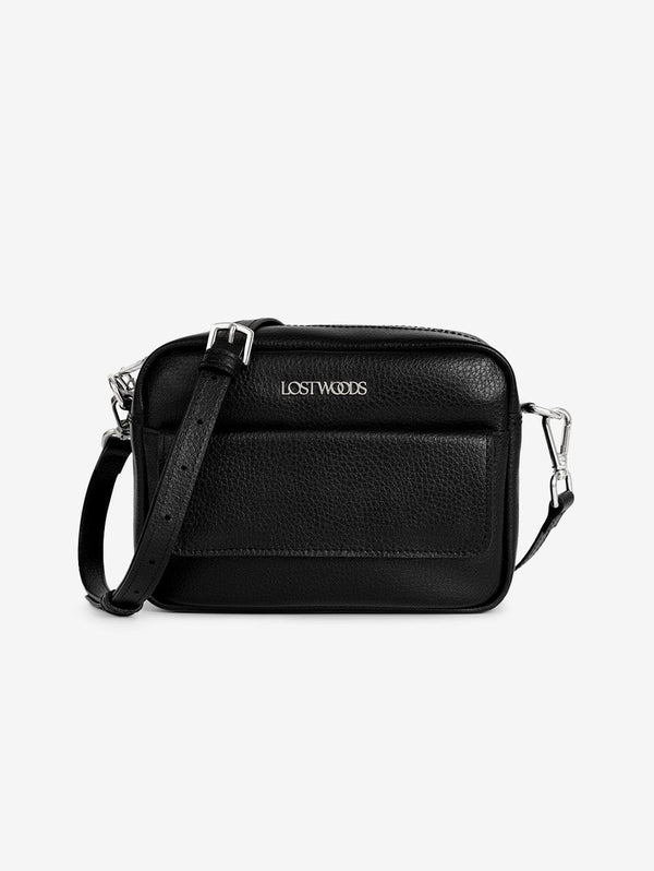 Lost Woods Aster MIRUM® Leather Vegan Crossbody Bag | Black & Silver