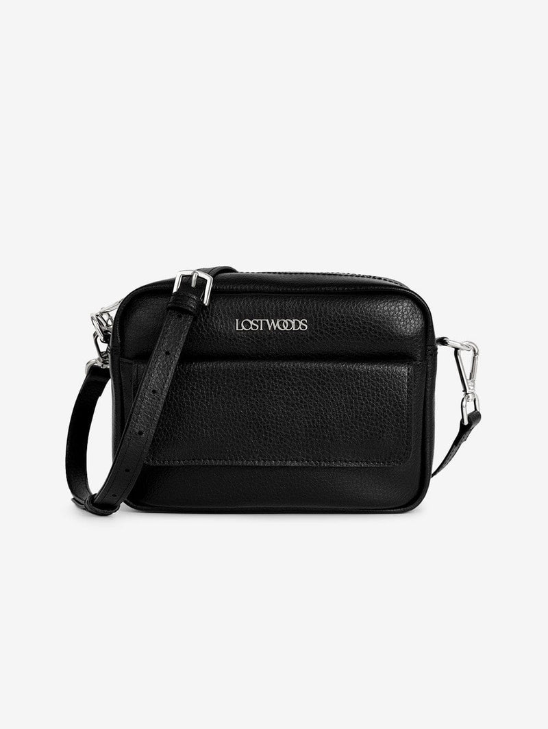 Lost Woods Aster MIRUM® Leather Vegan Crossbody Bag | Black & Silver