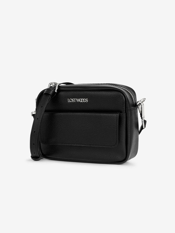 Lost Woods Aster MIRUM® Leather Vegan Crossbody Bag | Black & Silver