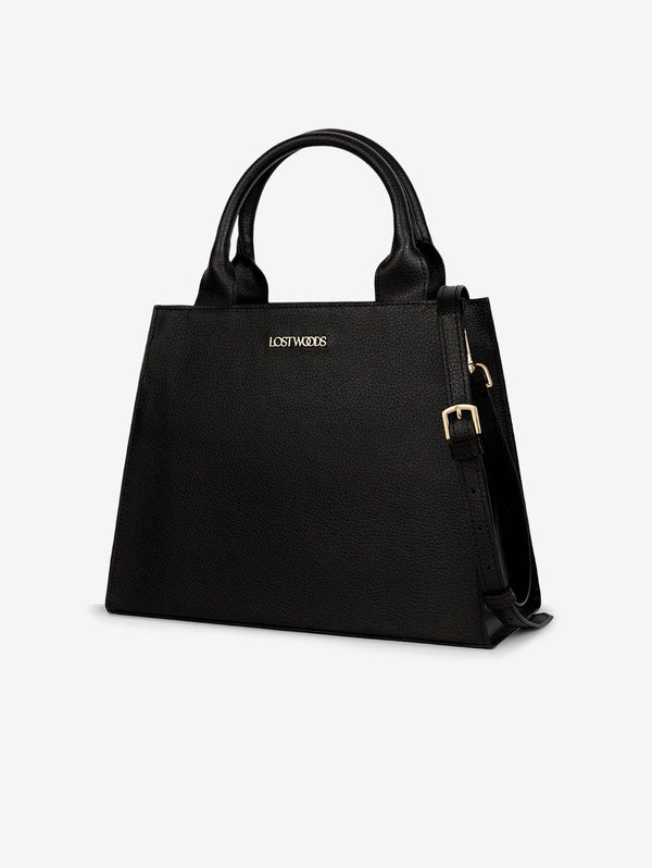 Lost Woods Ebony MIRUM® Leather Vegan Tote Bag | Black & Gold