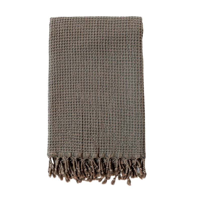 Lüks Linen Rulo Waffle Vegan Peshtemal | Multiple Colours Olive