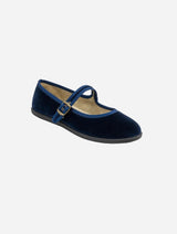 Immaculate Vegan - Vegan Mary Jane Organic Cotton Velvet Shoes | Navy