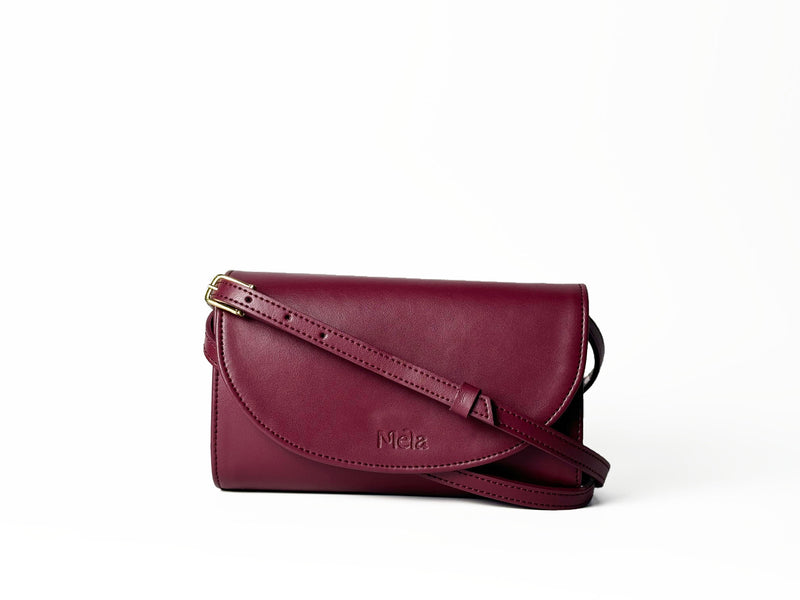 Mela Marlee Apple Leather Vegan Crossbody Bag |  Deep Red