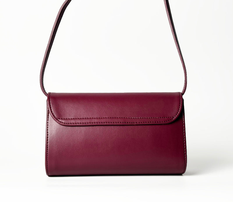 Mela Marlee Apple Leather Vegan Crossbody Bag |  Deep Red